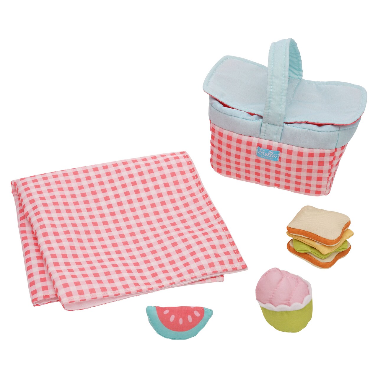 Manhattan Toy Stella Collection Picnic Playset – 5 Piece Baby Doll Accessory Set with Basket, Blanket & Plush Food – Fits 12" & 15" Baby Stella Dolls – Ages 1+